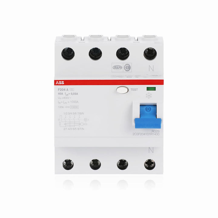 ABB F200 RCCB, 4-polig, 40A, 30mA Typ A CE 400V ac Single, Single