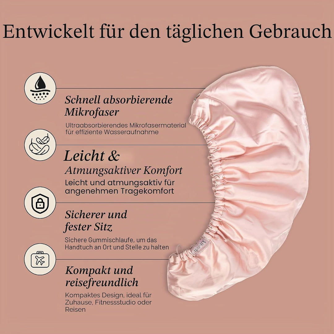 Kitsch Satin-umwickeltes Mikrofaser-Haarhandtuch, schnell trocknend, lockig, für Damen, nasses Haar,