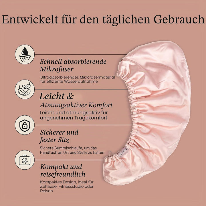 Kitsch Satin-umwickeltes Mikrofaser-Haarhandtuch, schnell trocknend, lockig, für Damen, nasses Haar,