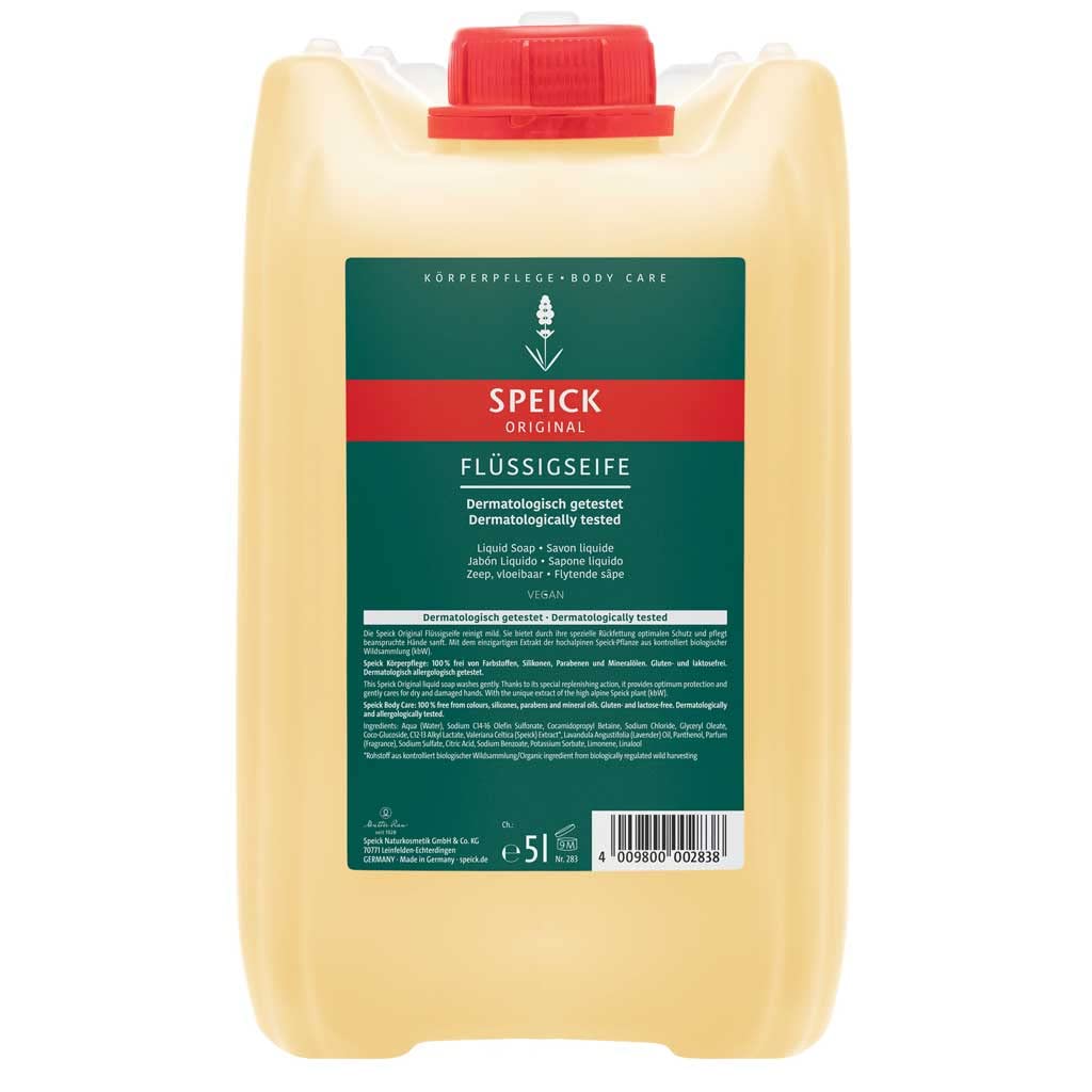 Wasserbettbedarf Speick Flüssigseife Original inklusive Dosierpumpe 5 Liter Nachfüll Kanister