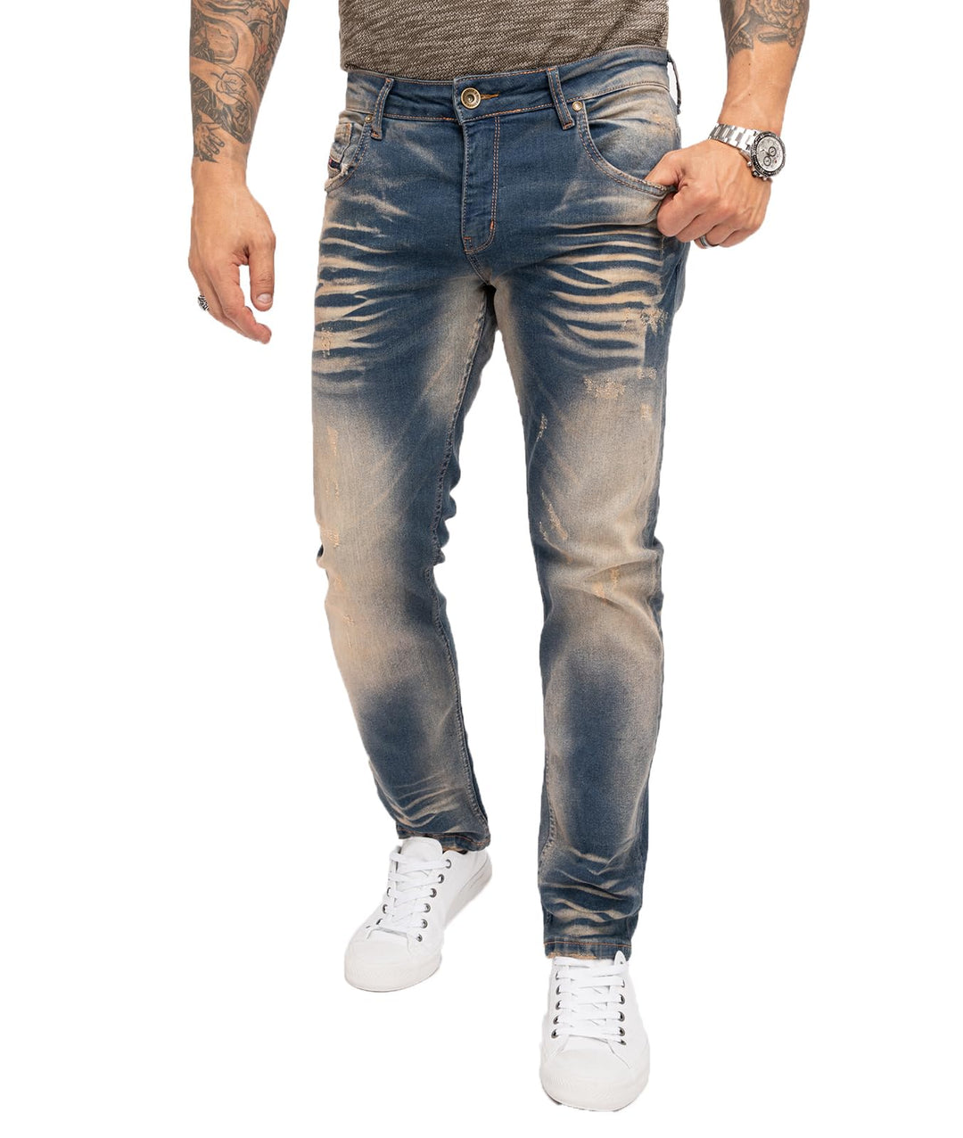 Rock Creek Herren Jeans Hose Denim Stretch Regular Fit Jeanshose Stonewashed W29-W44 29W / 30L Rc-31