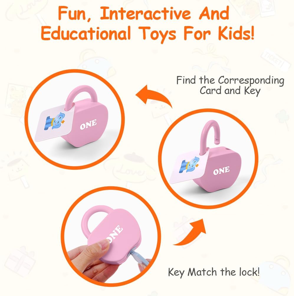 10 Set Schloss und Schlüsselspiel, Montessori Baby Keys Spielzeugset, Lock Und Schlüsselspielzeug, V