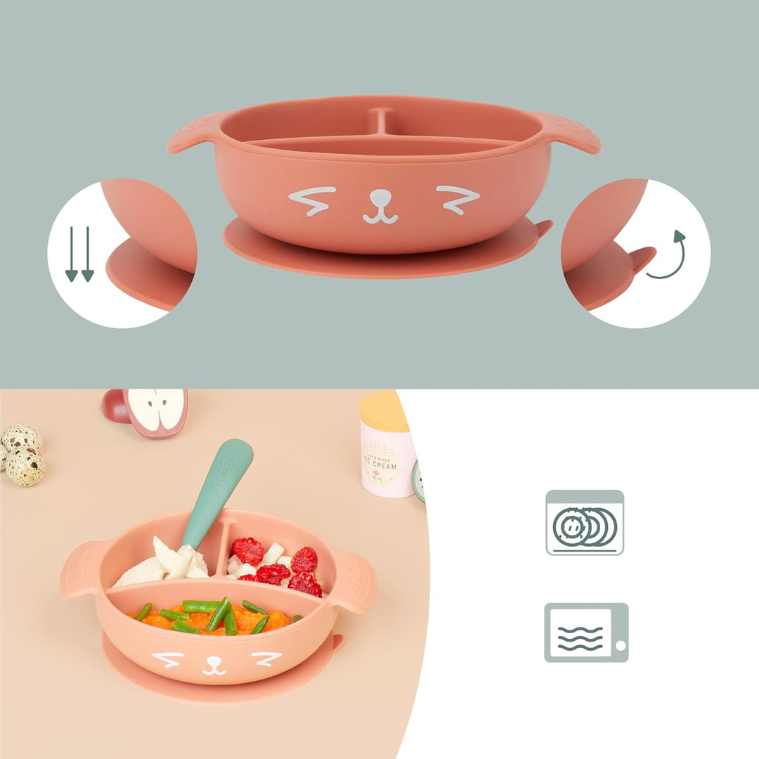 Babymoov Baby Geschirrset LEARN'ISY Hund - 4er Set aus Silikon, Trinklernbecher, Baby Lätzchen, Baby