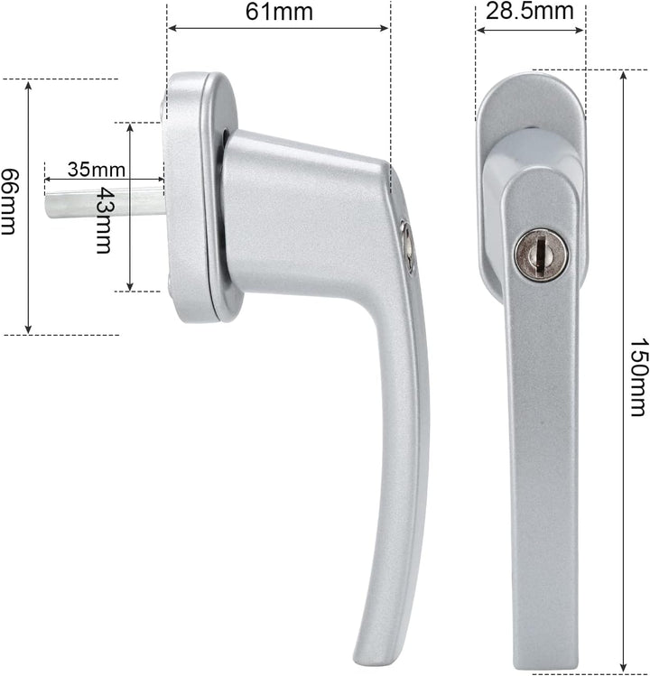 Tubiaz 4 Stück Abschliessbare Fenstergriffe,Fenstergriff Aluminium,Kindersicherung Fenstersicherung,