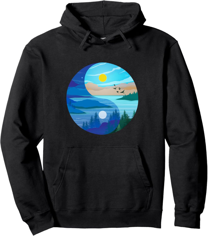Chinesisch Yin Yang Sonne und Mond Yoga Meditation Natur Yin Pullover Hoodie