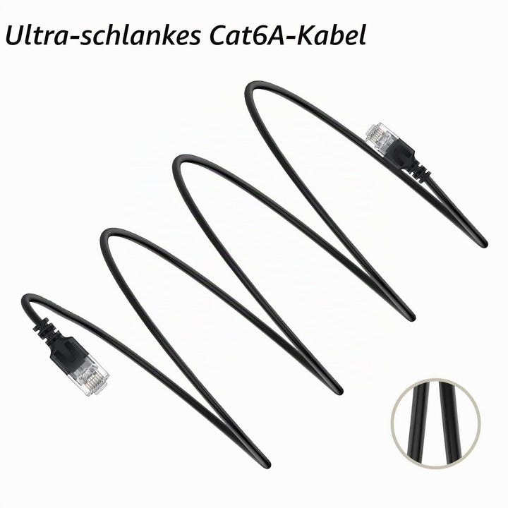 Elfcam® - 30m Ethernet Kabel Cat 6A Ultra Slim 10Gbps 32AWG UTP OD2,8mm 500MHz, 10Gb Thin RJ45 Cat 6