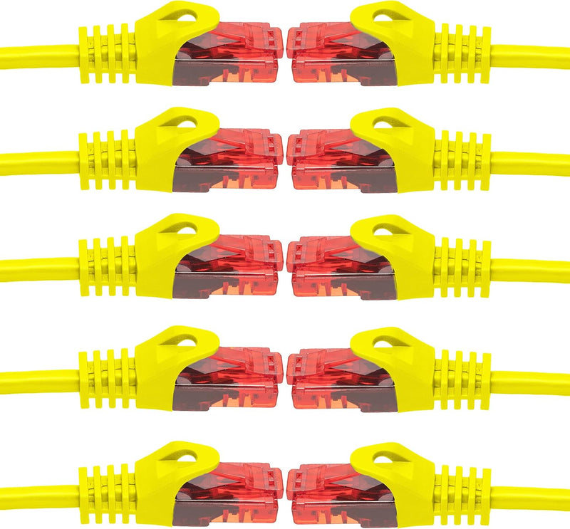 BIGtec - 10 Stück - 50m Gigabit Netzwerkkabel Patchkabel Ethernet LAN DSL Patch Kabel gelb (2x RJ-45