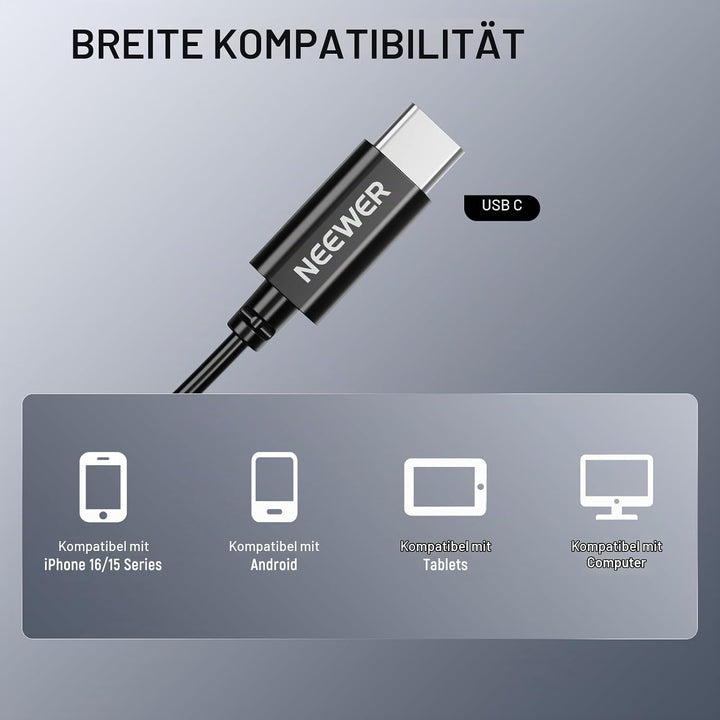 NEEWER Mini USB C Lavalier Mikrofon 2er Pack Kompatibel mit iPhone 16 15 Pro Max Android Handy Table
