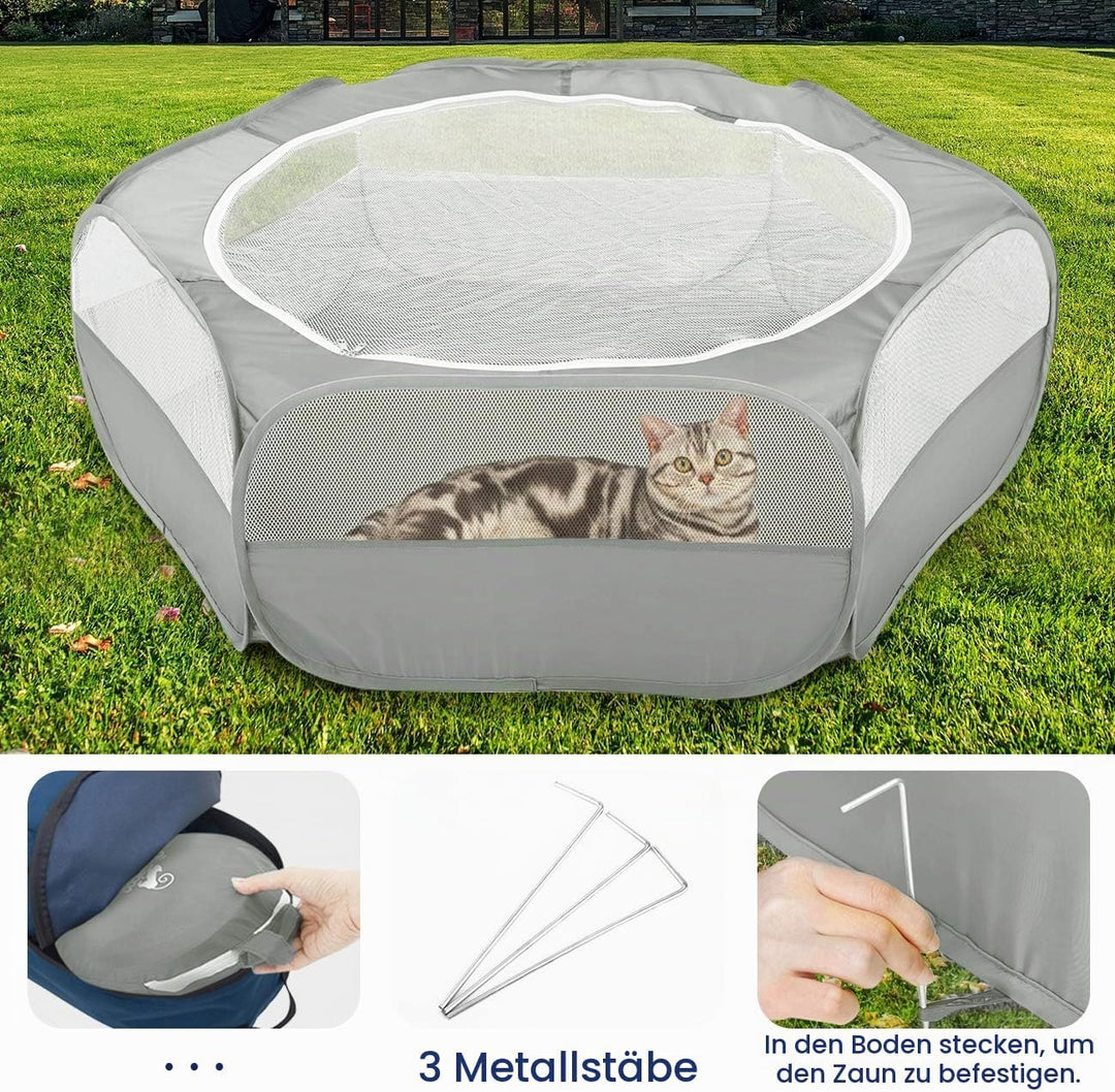 Pawaboo Kleintiere Freigehege, Wasserdicht Faltbar Kaninchen Freilaufgehege für Hasen Hühner Kätzche