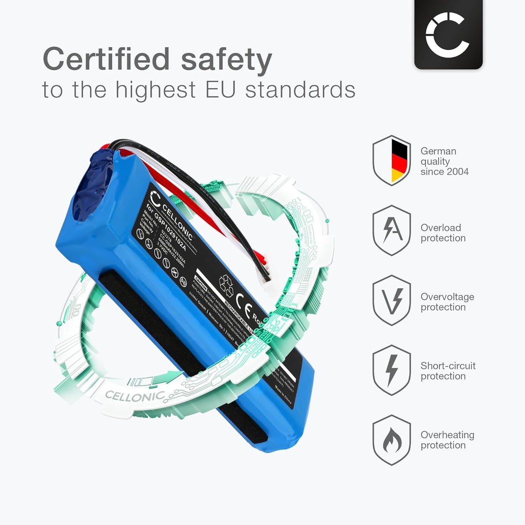 CELLONIC, Lautsprecherakku kompatibel mit JBL Charge 3 (2016) (6000mAh, 3.7V) Ersatzakku GSP1029102A