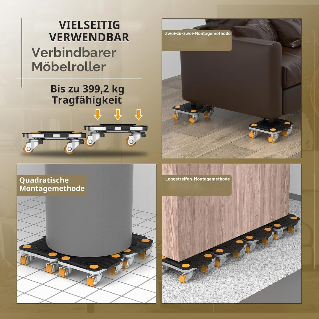 ONEON Möbeltransport Pro 4er-Set - Verbesserte Möbelroller mit massgeschneiderten TPE-Rädern - Mühel