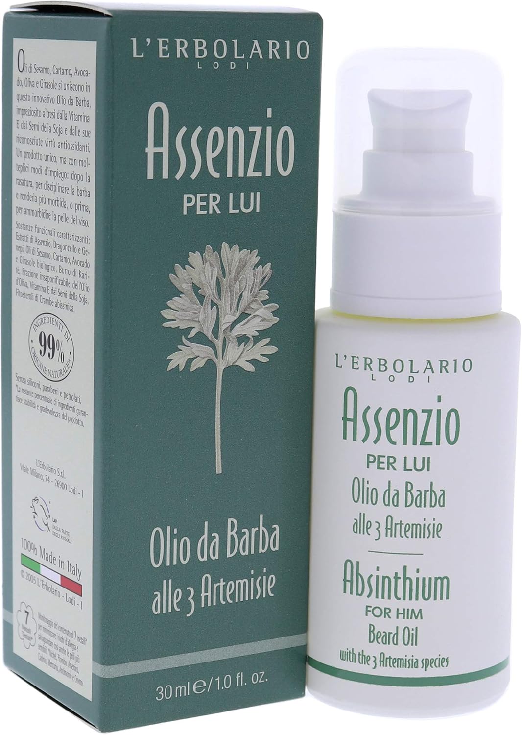L'Erbolario Absinth für Ihn Bartöl, 1er Pack (1 x 30 ml)