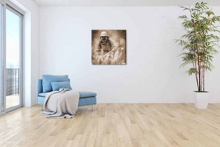 deyoli Feuerwehrmann im Einsatz Format: 60x60 Effekt: Sepia als Leinwandbild, Motiv fertig gerahmt a