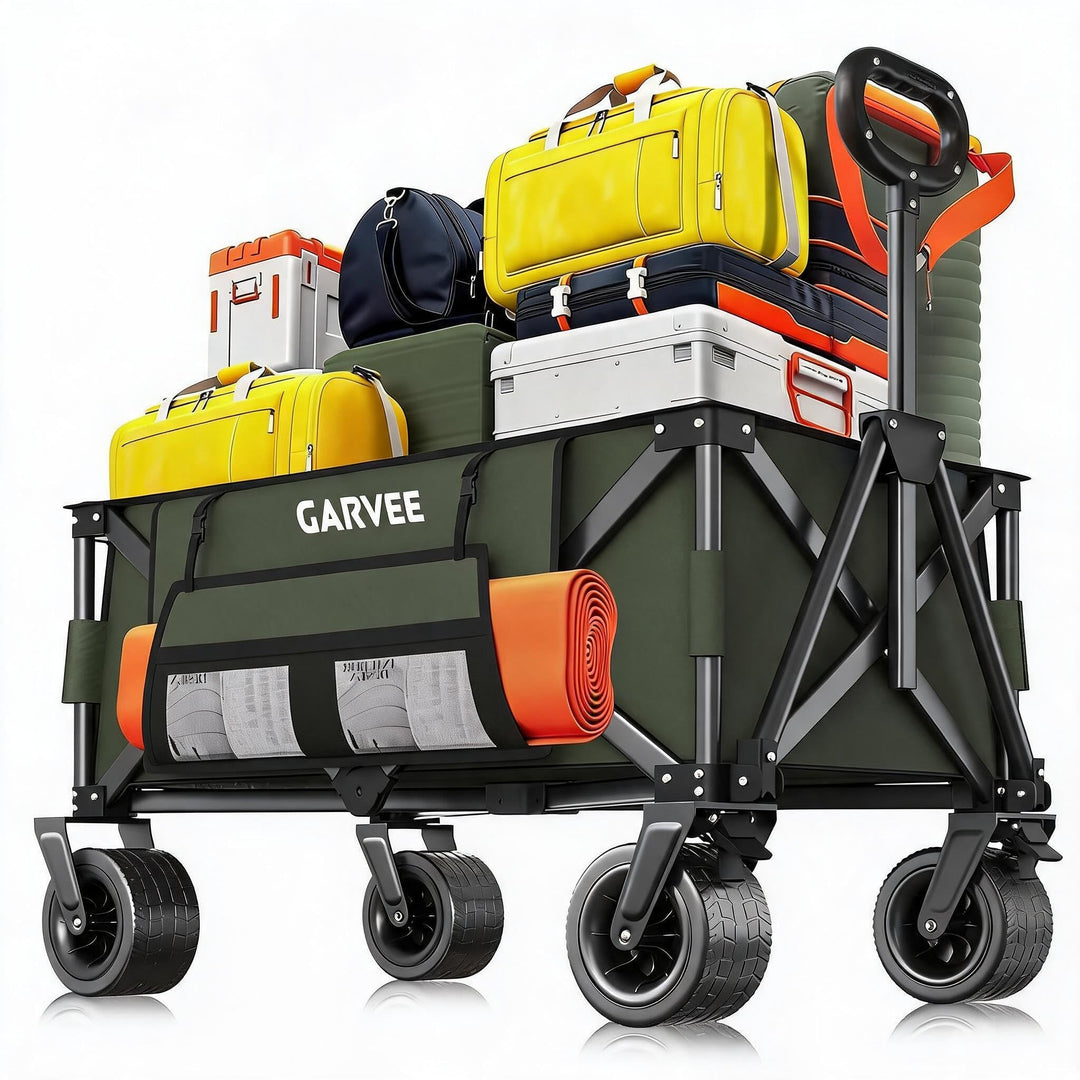 GarveeLife XXL Bollerwagen Faltbar, 200kg Belastbar &amp; 200L Volumen, Handwagen mit Bremsen &amp; 20cm Off