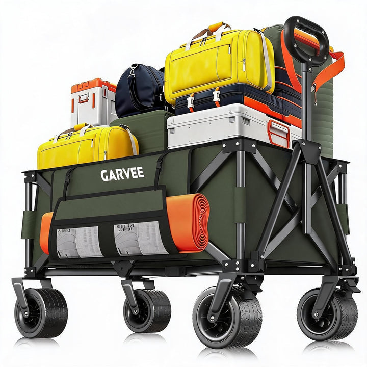 GarveeLife XXL Bollerwagen Faltbar, 200kg Belastbar &amp; 200L Volumen, Handwagen mit Bremsen &amp; 20cm Off