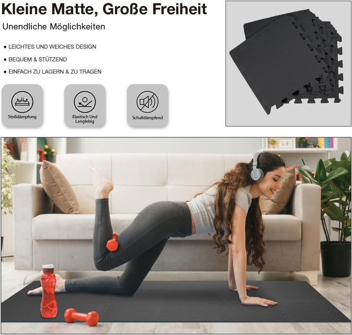 AIRHOP Bodenschutzmatte Fitness Matte Extra Dicke Bodenmatten, rutschfeste Schutzmatten Fitnessraum,