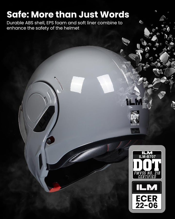 ILM Motorradhelm Integralhelm Klapphelm Fullface Helm Herren Damen ATV UTV mit 180° Umkehrbarer Kinn