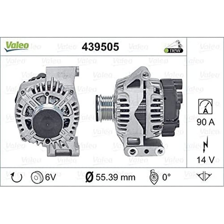 VALEO 439505 Generator Ladestrom des Generators: 90 Amp Rippen: 6 rippen Riemenscheibe Ø: 55 mm Span