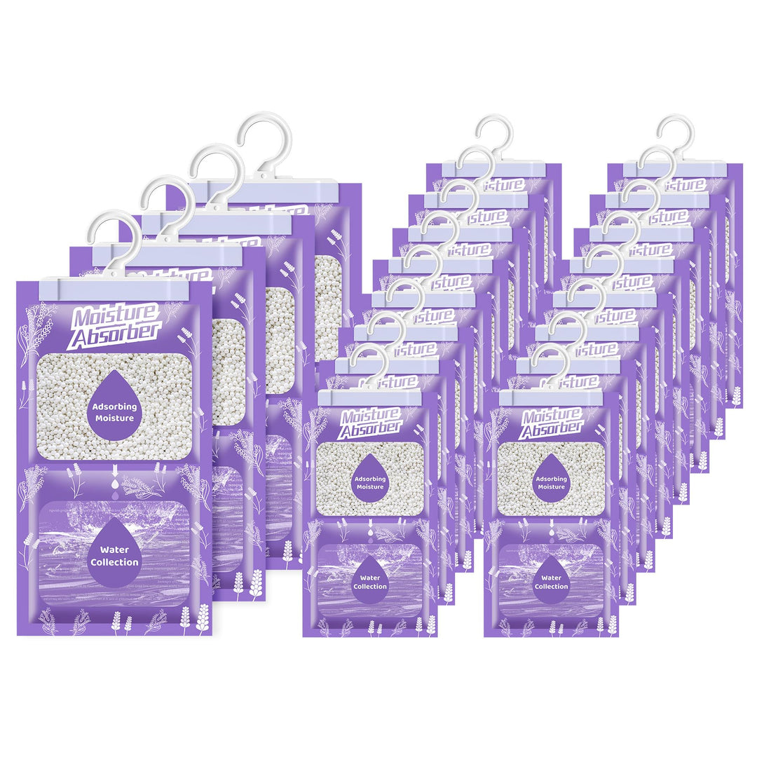 OMECO 20 x 230g entfeuchter schrank moisture Absorber mit Lavendel Duft，Luftentfeuchter Beutel Hänge