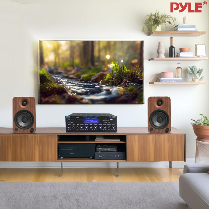 Wireless BT Streaming Amplifier, Multi-Channel 200Watt Power, Home Audio Receiver System with FM Rad
