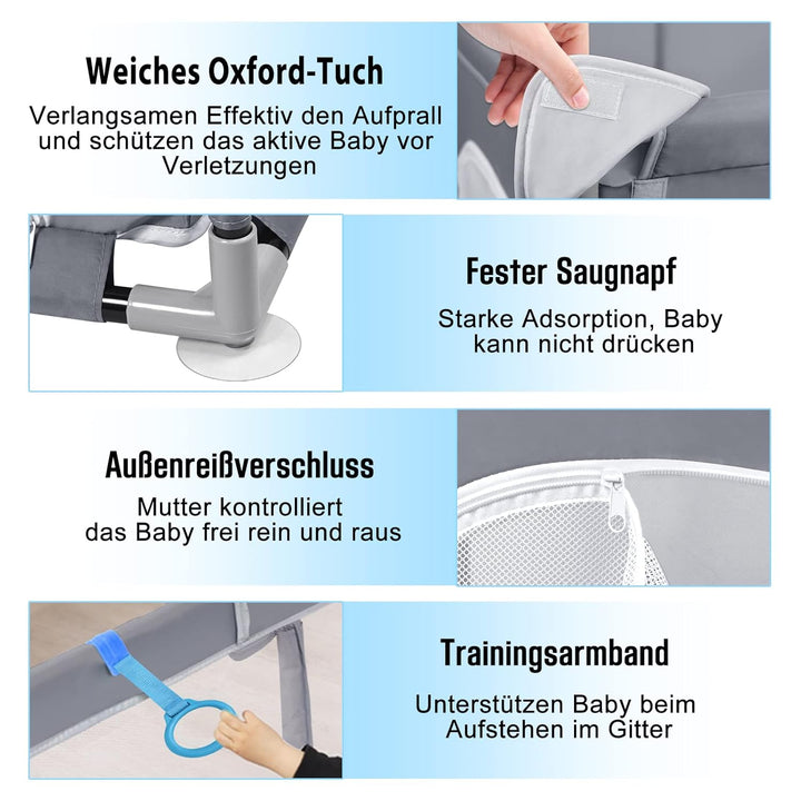 Laufstall Baby Laufgitter, Baby Zaun Schutzgitter mit Rutschfester Basis, Atmungsaktivem Stabiler Ab