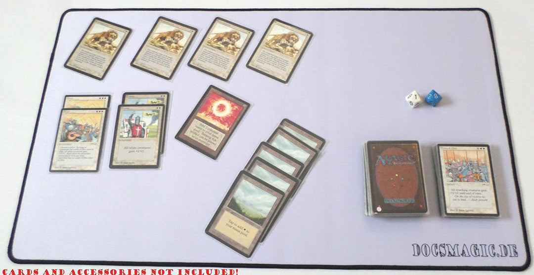 docsmagic.de 5 x Premium Playmat White - 60 x 34 cm Stitched 3mm - Spielmatte Weiss 5 x Spielmatte W