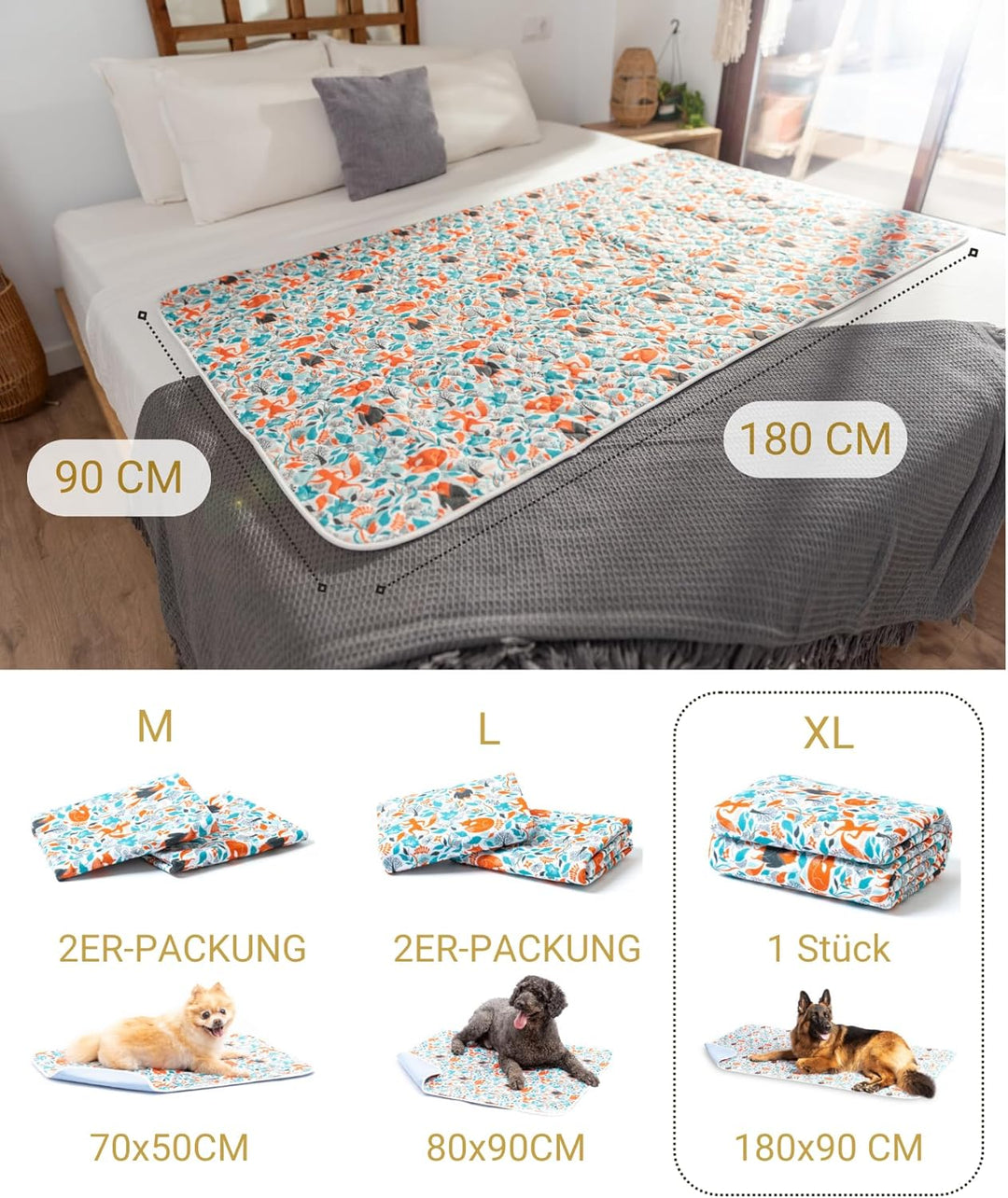 Luxus Waschbare Pee Pad für Hunde - 2 x Saugfähiger & rutschfest - Wiederverwendbare und wasserdicht