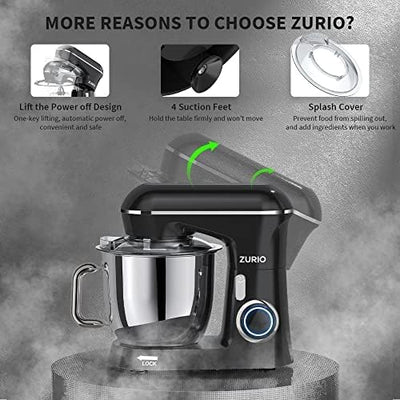 Küchenmaschine Rührmaschine 1300W Zurio 5.5L Knetmaschine Rührmaschine 10-Gang-Roboter-Knetmaschine