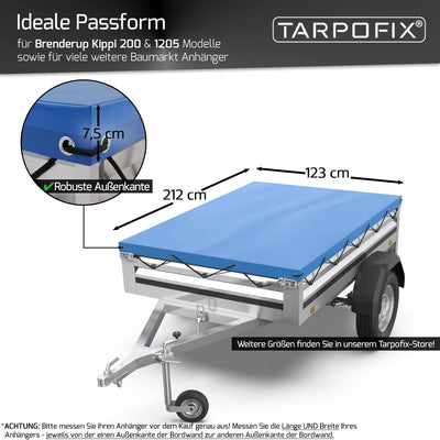 Tarpofix® Anhänger Plane 212 x 123 cm inkl Planenseil | Anhängerplane Flachplane aus PVC PLANENMATER