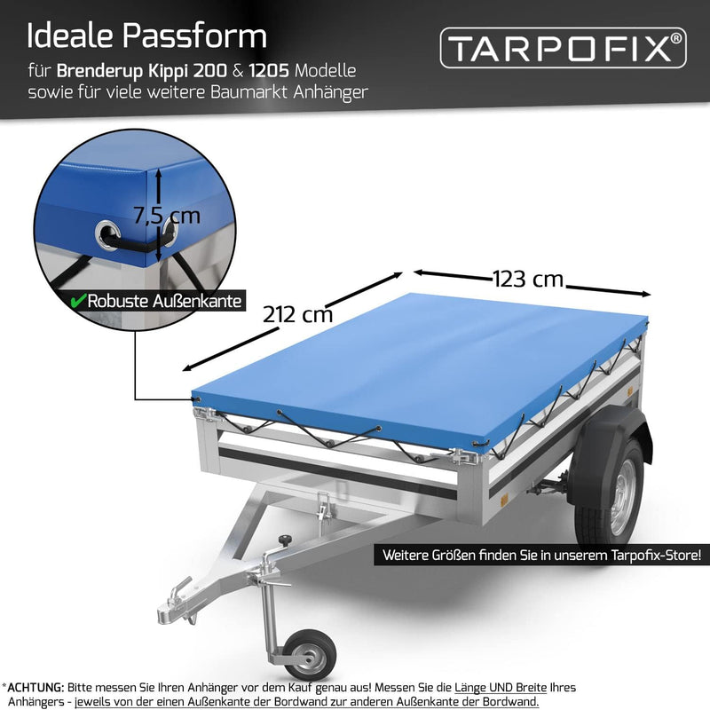 Tarpofix® Anhänger Plane 212 x 123 cm inkl Planenseil | Anhängerplane Flachplane aus PVC PLANENMATER
