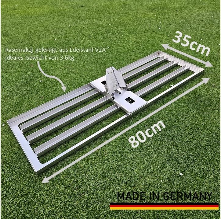 Edelstahl Rasenrakel L in 80cm Breite und 28mm Stielaufnahme 80cm + Stielaufnahme, 80cm + Stielaufna