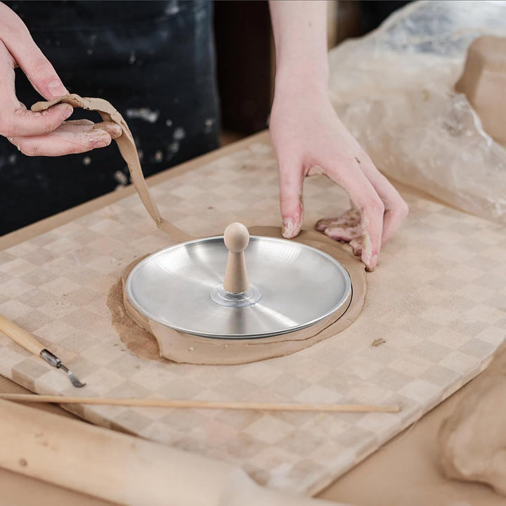 3 Sets Runde Töpferformen für Keramik mit Holzgriff & Edelstahlbasis (14/17/20 cm) Slump Formen Ton-