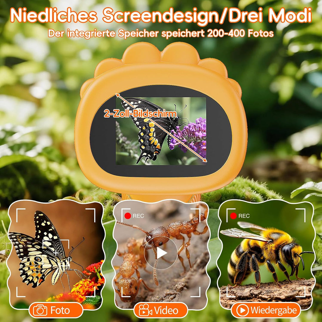 Mikroskop für Kinder - Tragbares Kinder Mikroskop 1000X, Gelb | 1000X Taschenmikroskop mit Digitalem