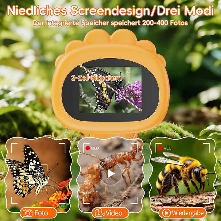 Mikroskop für Kinder - Tragbares Kinder Mikroskop 1000X, Gelb | 1000X Taschenmikroskop mit Digitalem