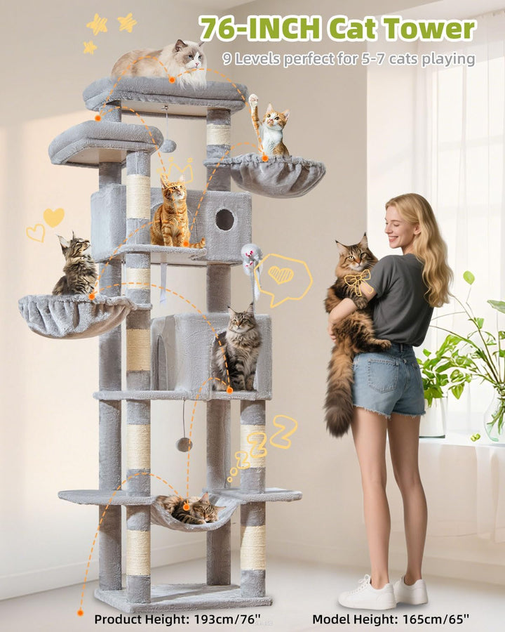 Taoqimiao 193CM Kratzbaum Gross XXL, Katzenbaum Katzenbaum Grosse Katzen Stabil Katzenkratzbaum mit