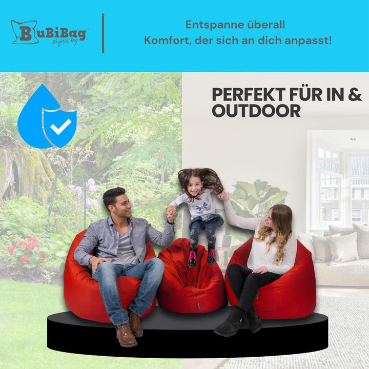 BuBiBag 2in1 Sitzsack L - XXL mit Füllung für Kinder & Erwachsene, Gaming Beanbag & Bodenkissen für