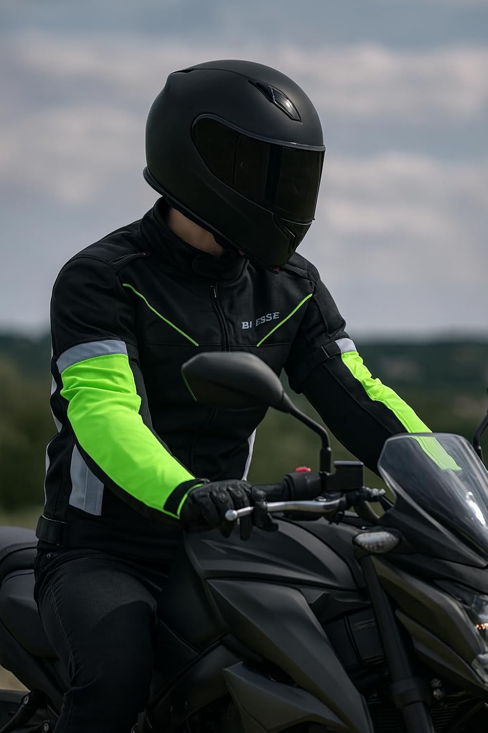 BI ESSE Wasserdichte Motorradjacke mit abnehmbaren CE-Protektoren, aus Stoff für Motorrad, Roller, R