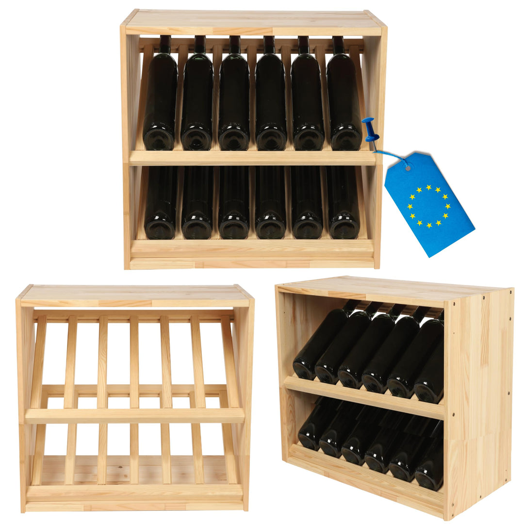 Präsentations-Flaschenregal, Weinregal Massivholz für 12 Flaschen, Weinschrank, Modulares Weinstände