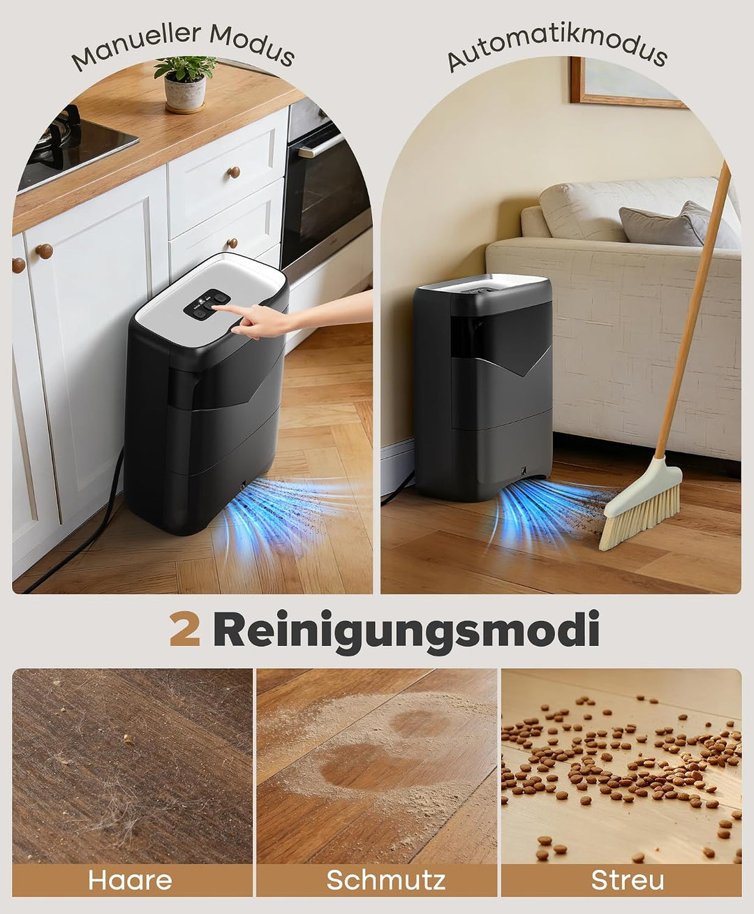 LyriFine Berührungslose Automatische Kehrschaufel, 20 kPa Saugkraft Staubsauger für Salons, Tierhaar