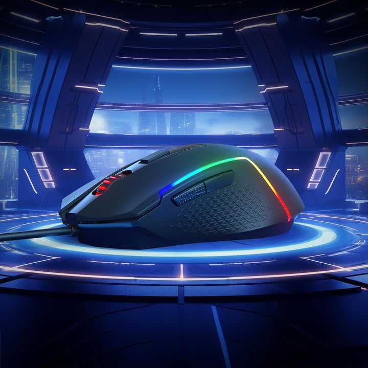 Redragon M616 RGB-Gaming-Maus, kabelgebundene optische Maus mit 10000 DPI, 6 programmierbaren Tasten