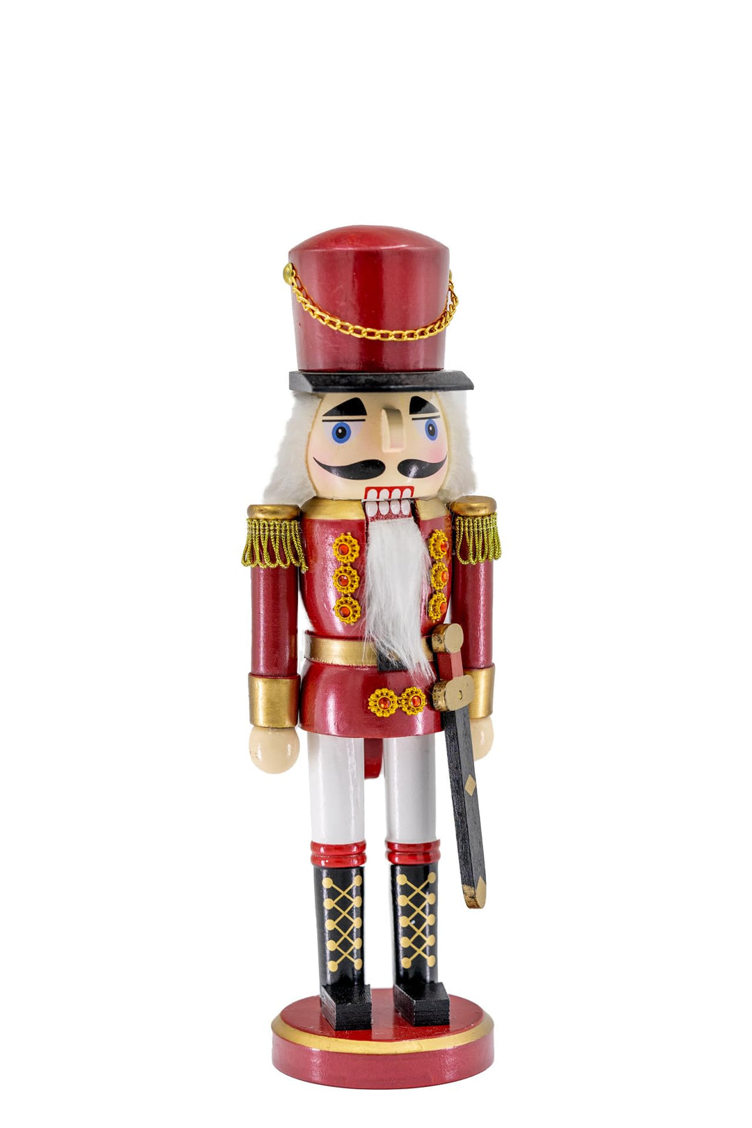 Kaladia Deko Nussknacker Figur Soldat aus Holz – Höhe: 38 cm – moderner Weihnachtsnussknacker in Rot