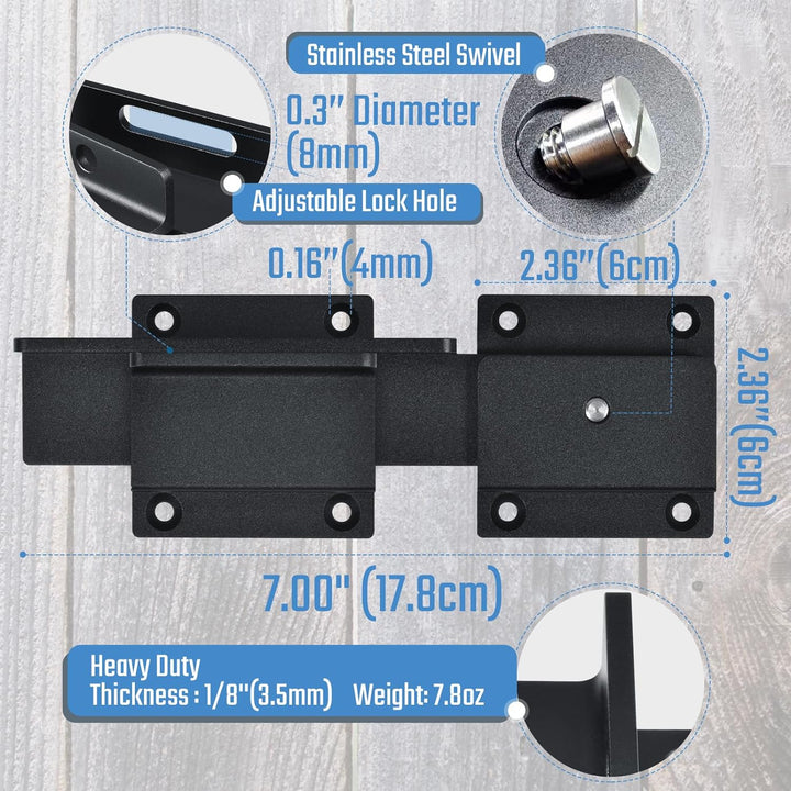 Steinwhale Torriegel, 3.5mm robuster Türriegel aus Aluminiumlegierung für Holzzäune im Freien, Doppe
