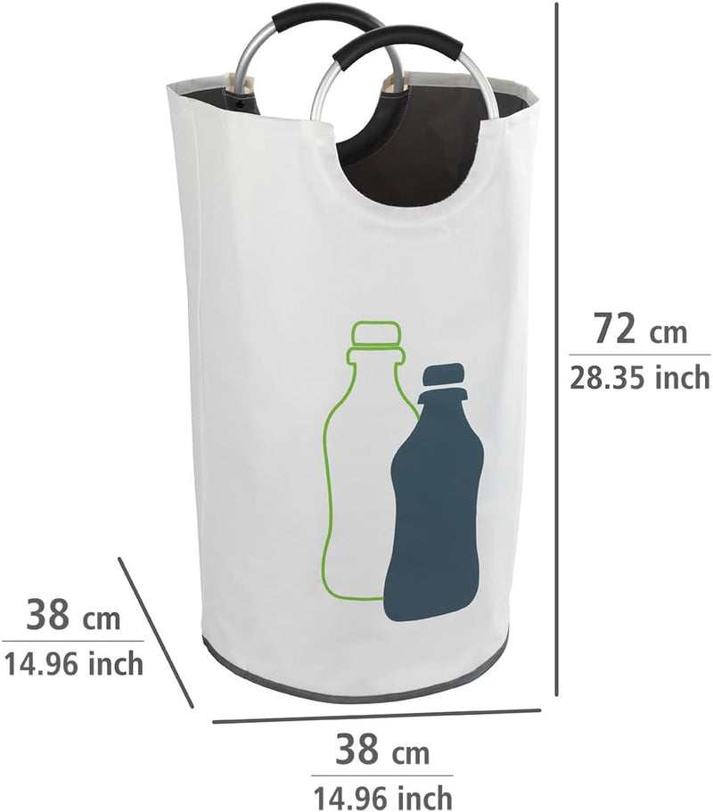 WENKO Flaschensammler Jumbo, 69 Liter, Flaschentasche mit dekorativem Aufdruck & Soft Grip Aluminium