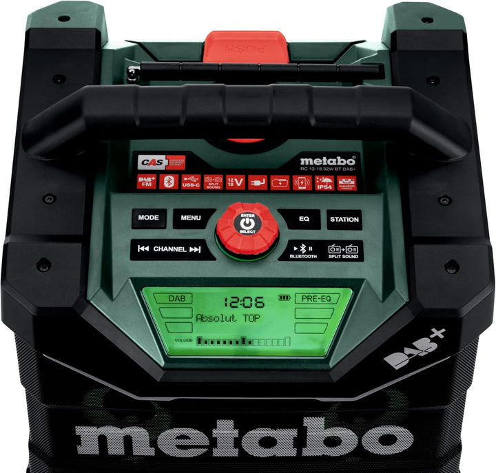 Metabo Akku-Baustellenradio RC 12-18 32W BT DAB+, 18 V, mit Bluetooth und AUX, Schutzklasse IP 54, R