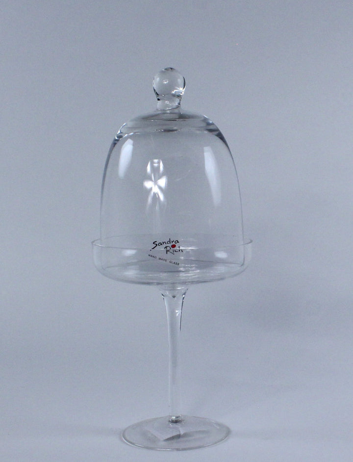 Sandra Rich Glasplatte auf Fuss mit Glocke Haube Cover H. 30cm D. 12cm rund