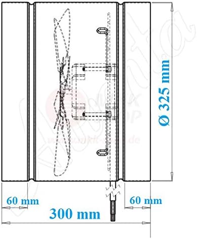 Rohrventilator Ø 325 mm Axial Rohrlüfter IP44 Lüfter 1220 m³/h 3 Stufen Hochdruck Niederdruck Ventil