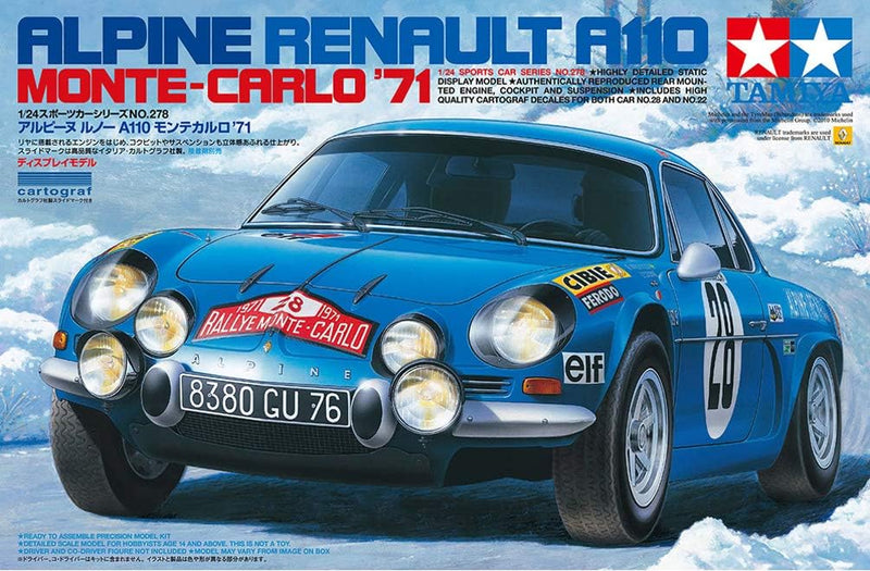 TAMIYA 300024278 Renault 300024278-1:24 Alpine A110 ´71 Monte Carlo,originalgetreue Nachbildung, Pla