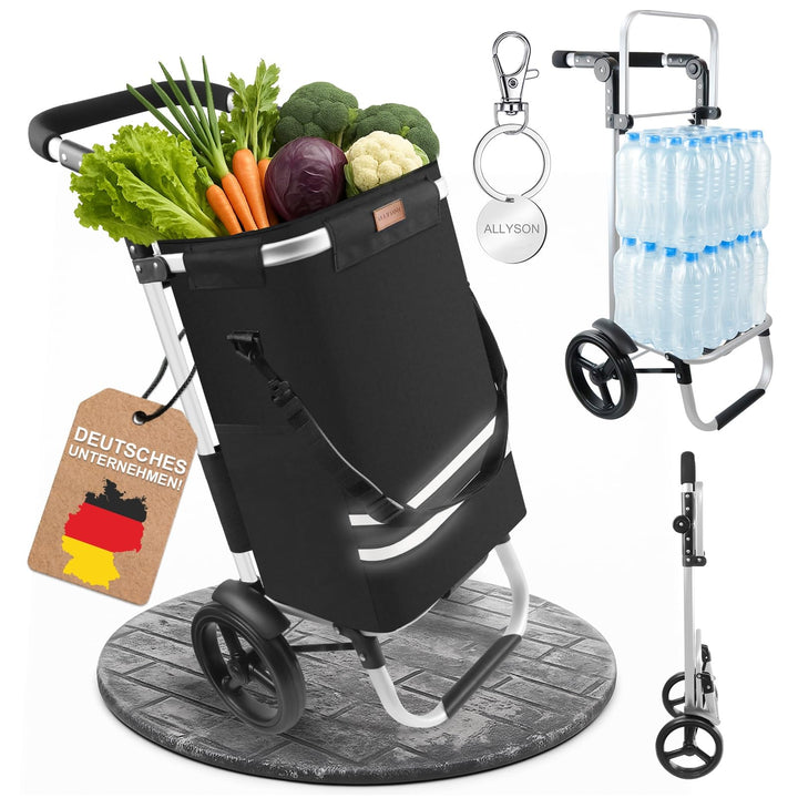 Allyson® Einkaufstrolley Klappbar, Einkaufswagen mit 56L Kapazität & Wasserdichter Tasche, Shopping-