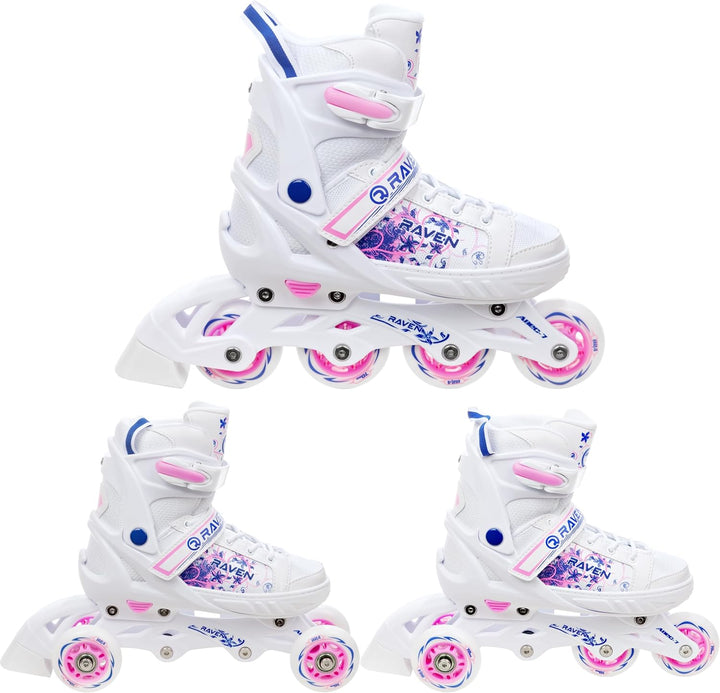 RAVEN 3in1 Inline Skates Triskates Rollschuhe Inliner LED Räder für Kinder Mädchen verstellbar 35-39