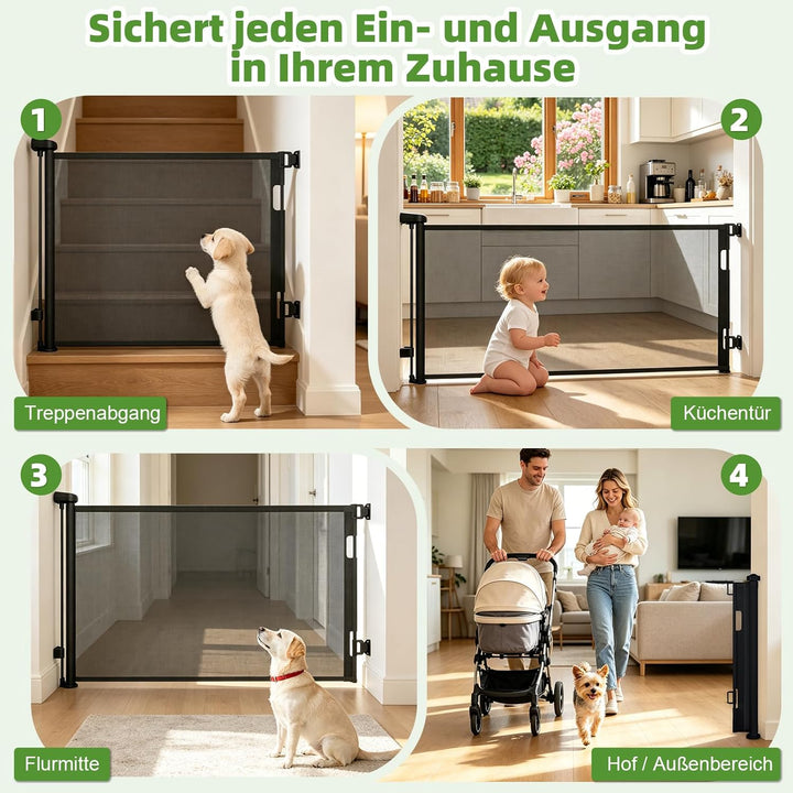Dioxide Treppenschutzgitter Ausziehbar für Babys, 0-150 cm, Treppenschutzgitter für Kinder und Hunde